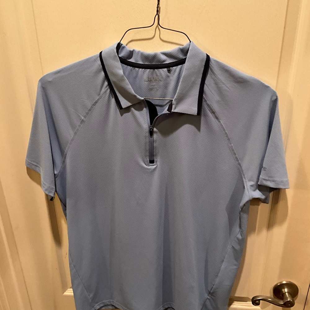 Chaps Light Blue Polo Shirt with Navy Accents